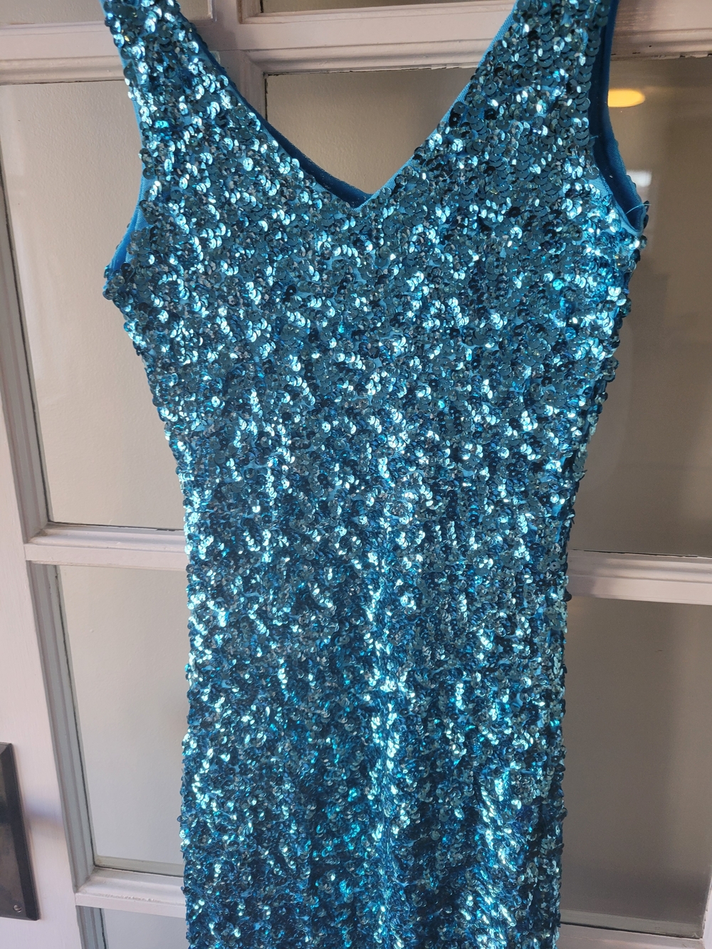 Farinelli Sequin Dress Bodycon Sexy V Neck Dance Party Club Wear Size S/M - Picture 11 of 14